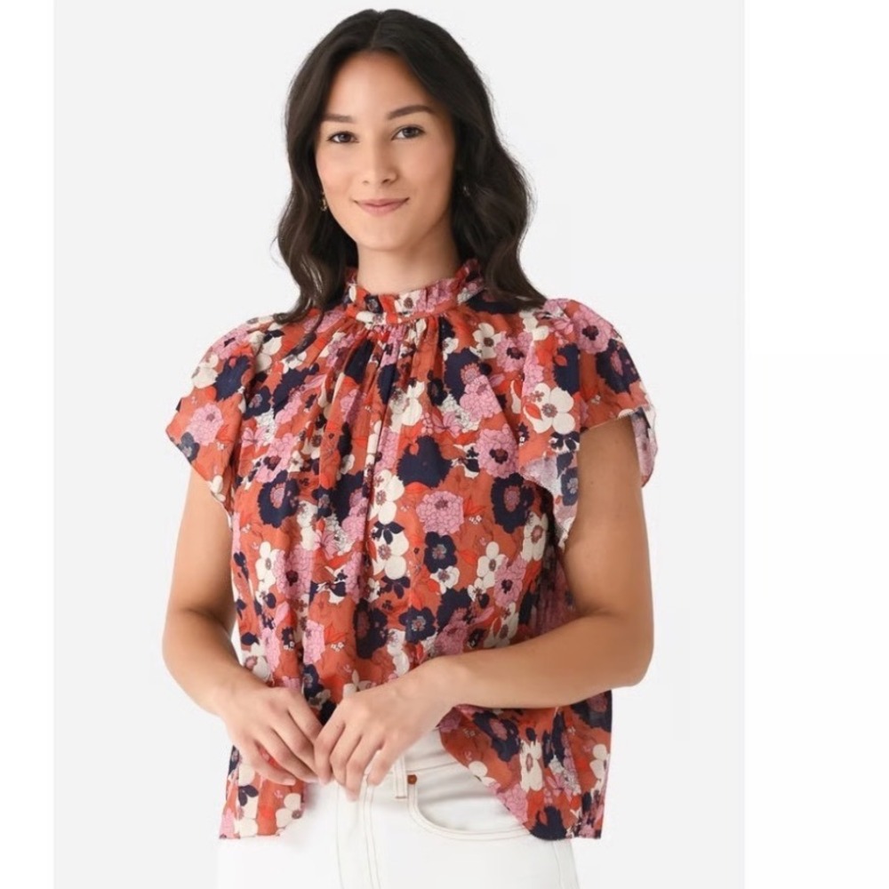 Birds of Paradise x Trovata | NWT Carla Floral Ruffle Flutter Sleeve Blouse, S